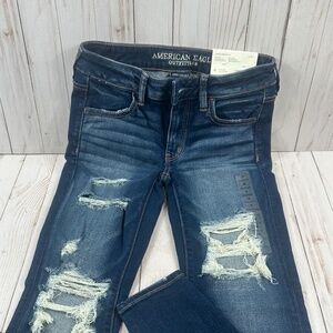 American Eagle Jeggings, Super Stretch, Low Rise, Sapphire Mist, Size 4, NWT